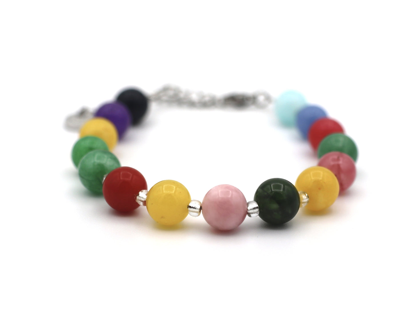Armband Batu jade mix, zilver of goud roestvrijstaal