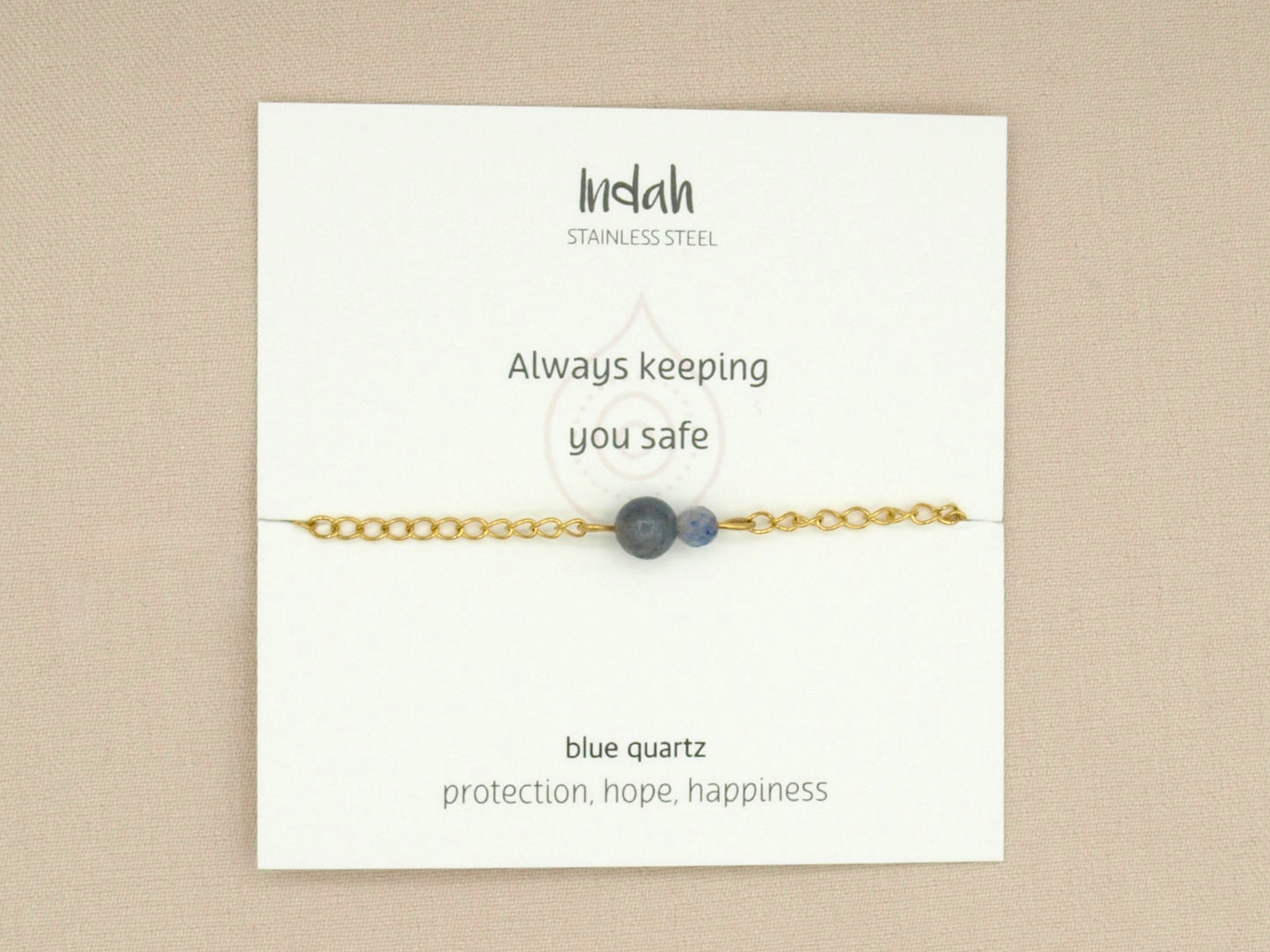 Ketting rock blauwe kwarts, zilver en goud roestvrij staal