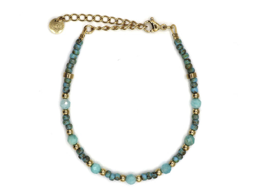 Bracelet Cinta facet amazonite, silver or gold stainless steel