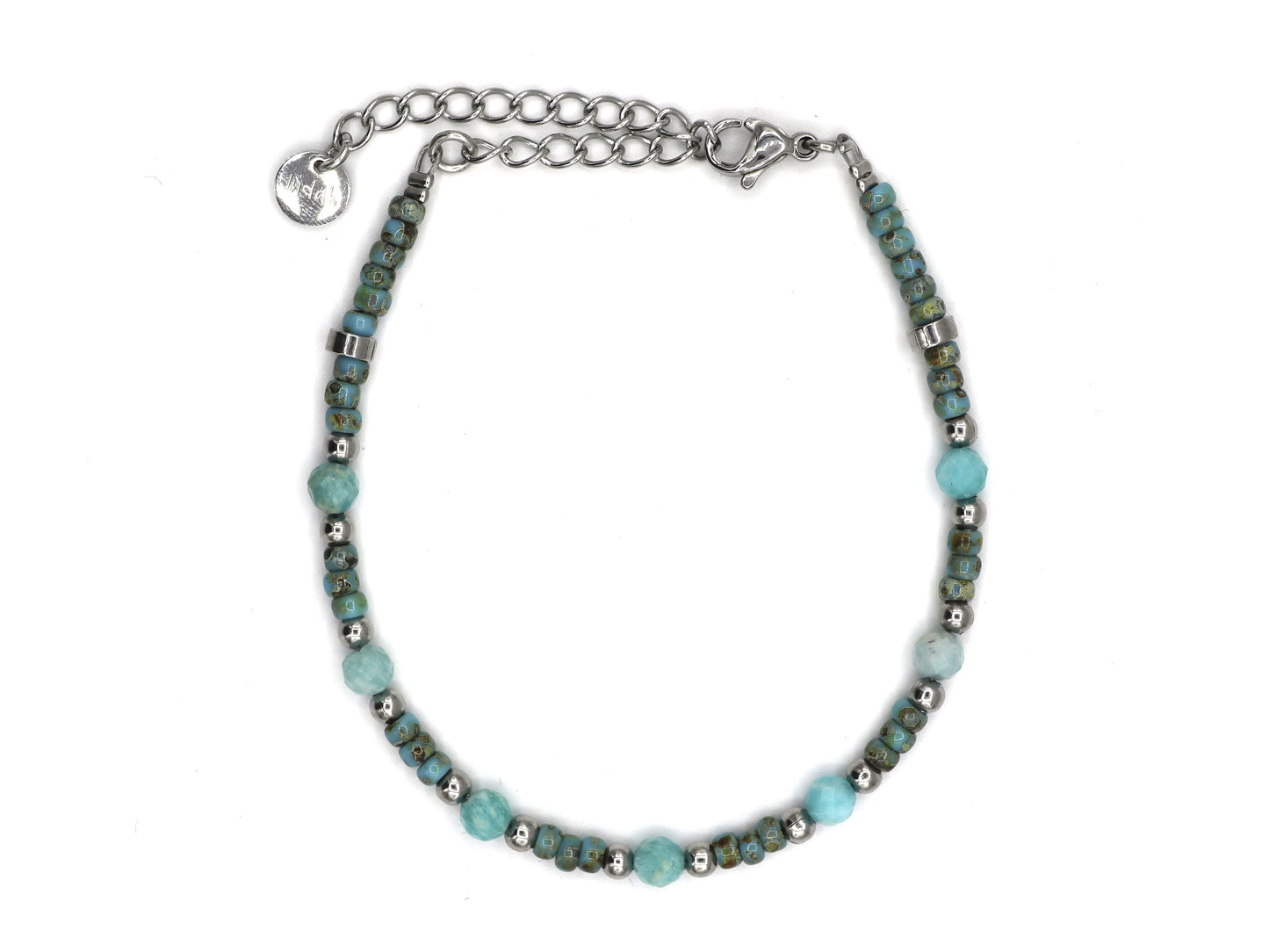 Bracelet Cinta facet amazonite, silver or gold stainless steel
