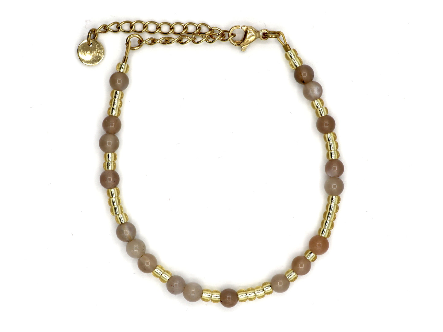 Armband Dewi maansteen, zilver of goud roestvrijstaal