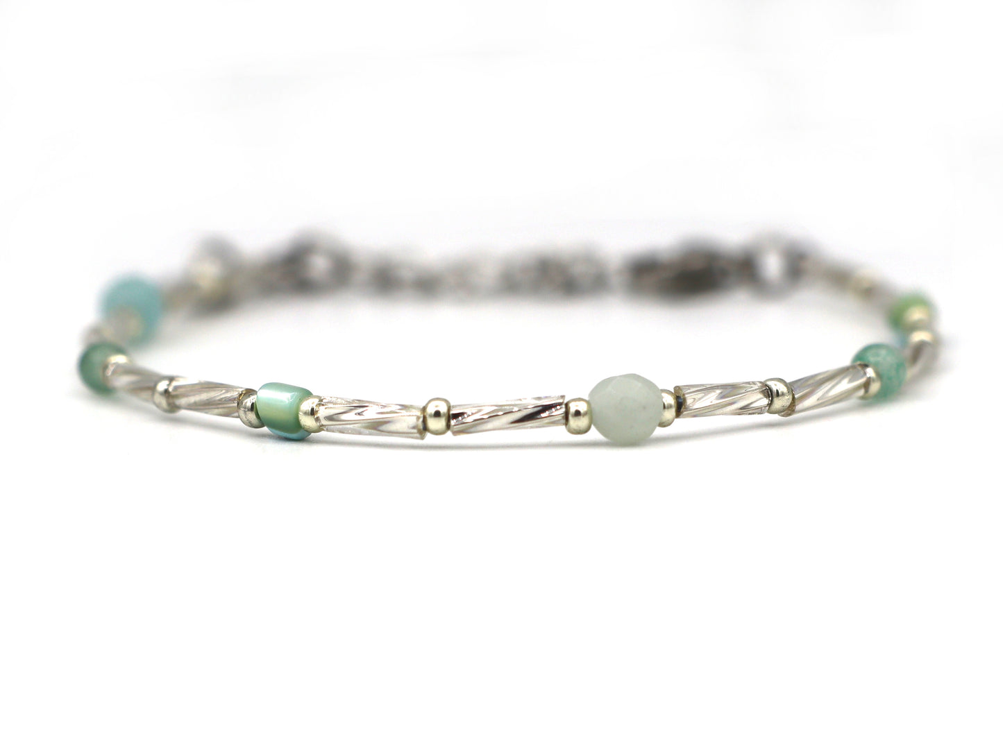 Armband Fira amazoniet en aventurijn, zilver of goud roestvrijstaal