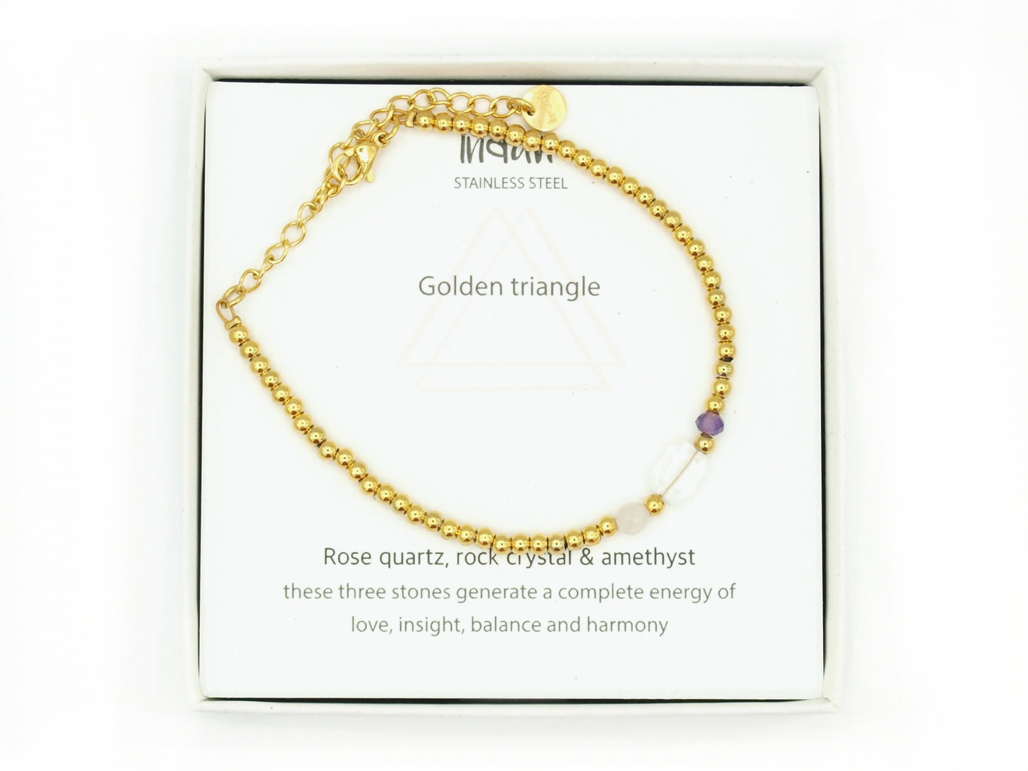 Armband gouden driehoek, zilver of goud roestvrij staal