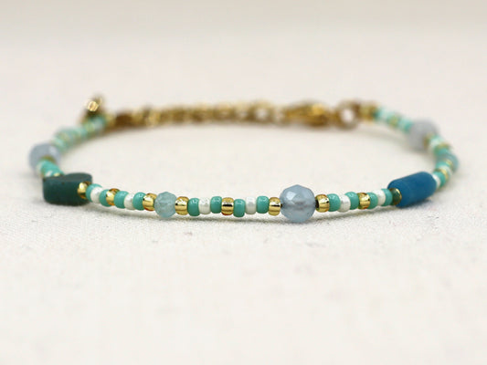 Bracelet Kirana aquamarine silver or gold stainless steel