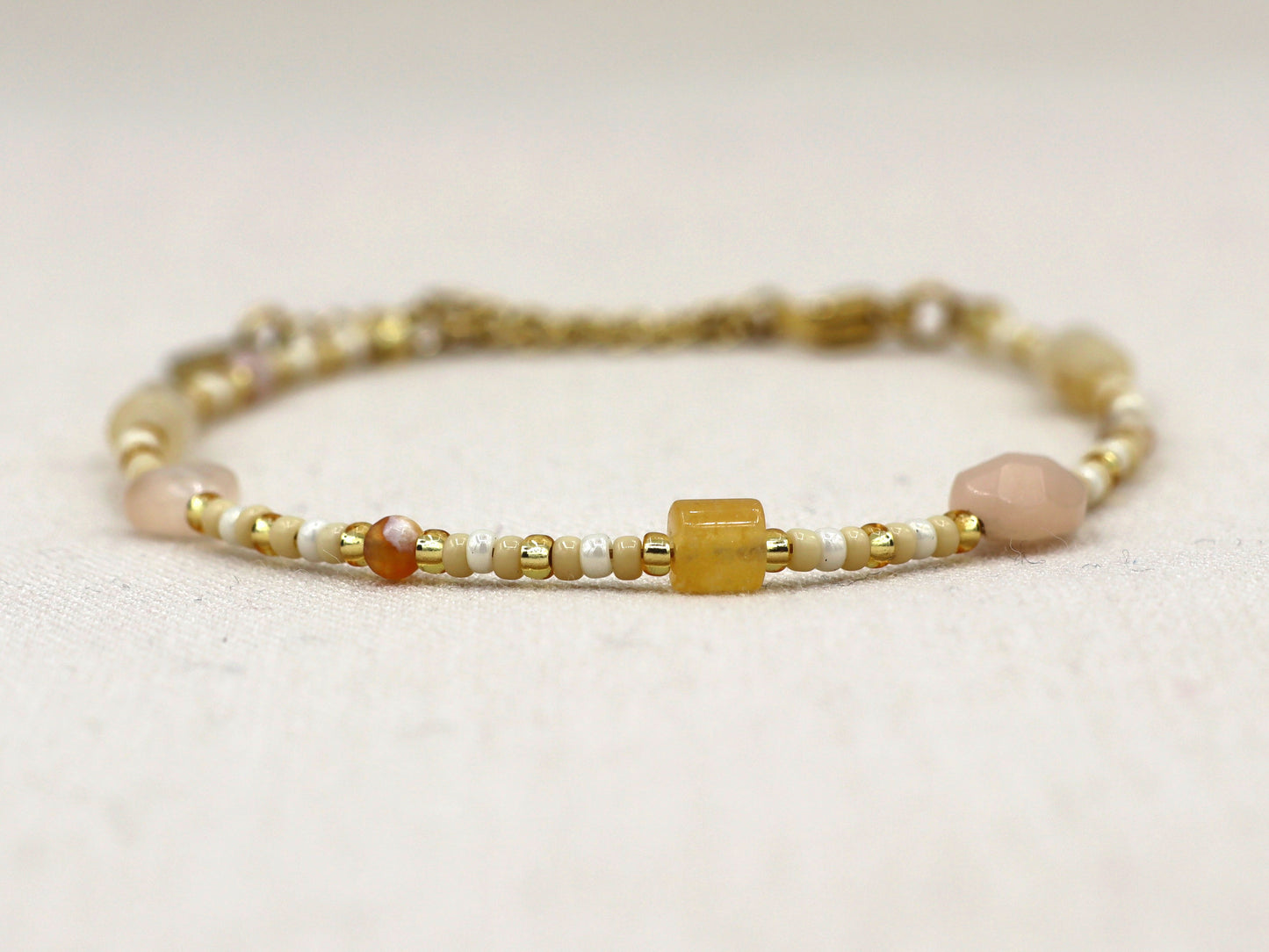 Necklace Kirana yellow aventurine quartz silver or gold stainless steel