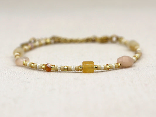 Bracelet Kirana yellow aventurine, silver or gold stainless steel