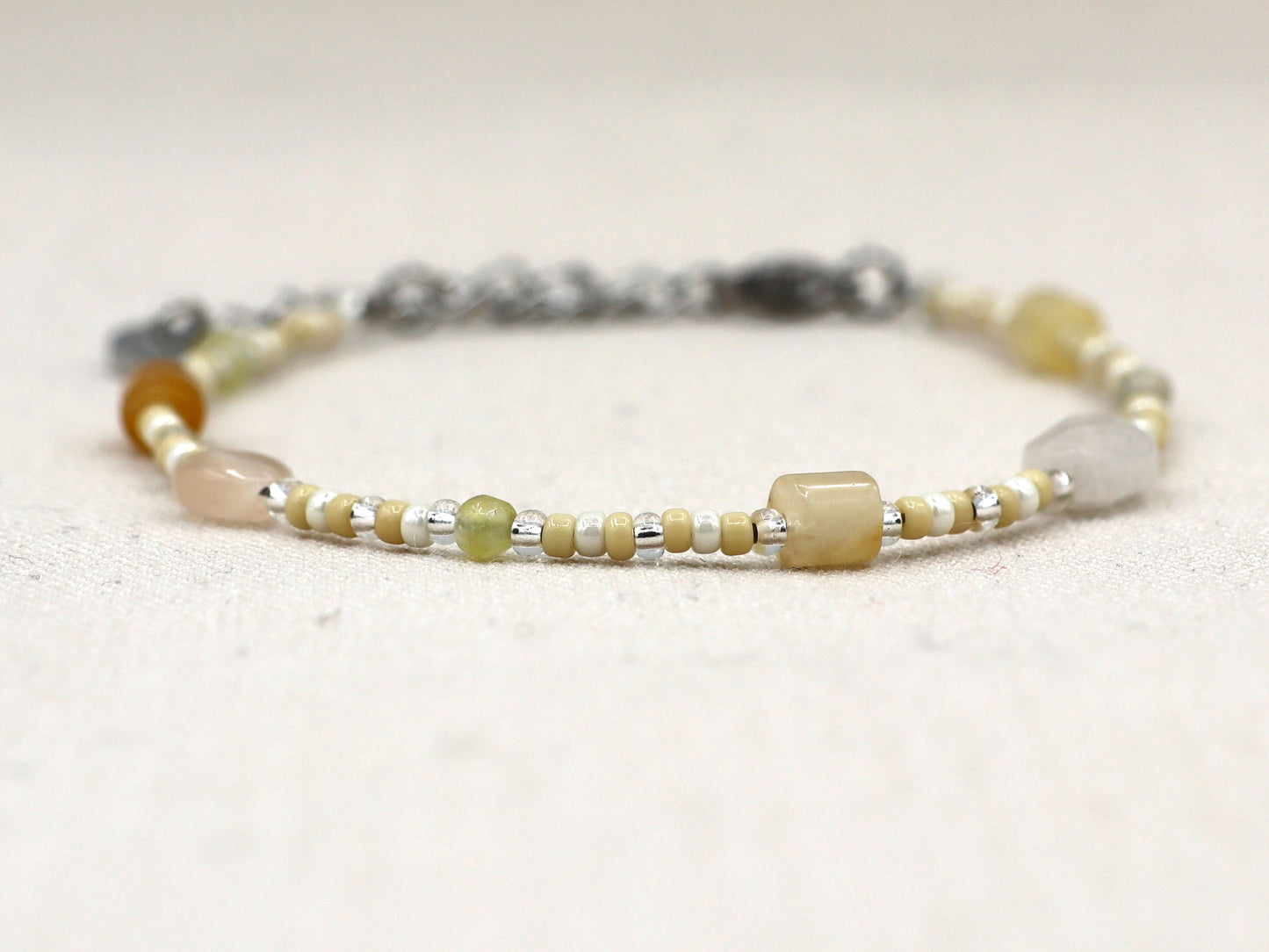 Armband Kirana gele aventurijn, zilver of goud roestvrijstaal
