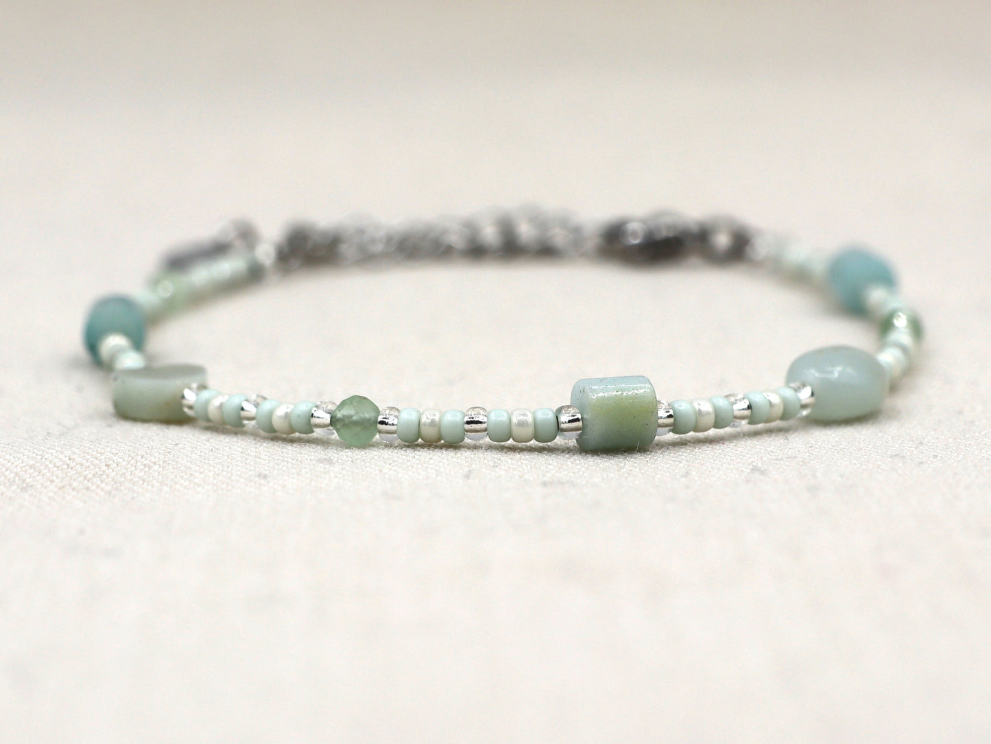 Necklace Tiga amazonite, silver and gold stainless steel (kopie)
