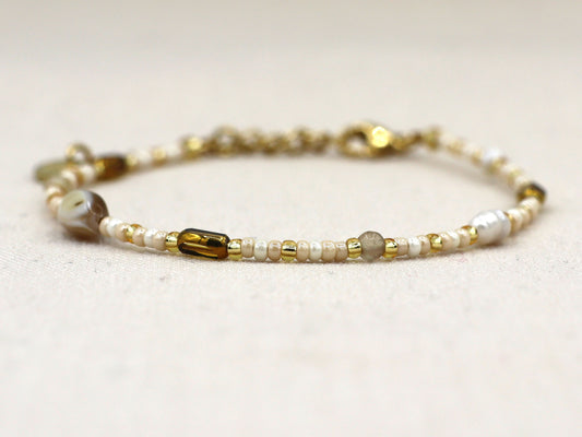 Bracelet Kirana pearl silver or gold stainless steel