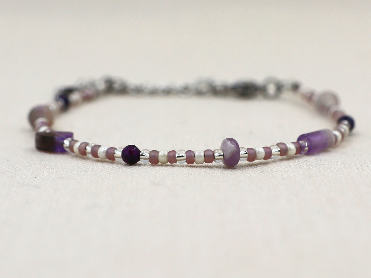 Necklace Kirana amethyst silver or gold stainless steel