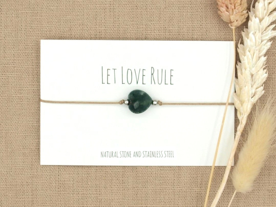 Love bracelet chalcedony, silver or gold stainless steel