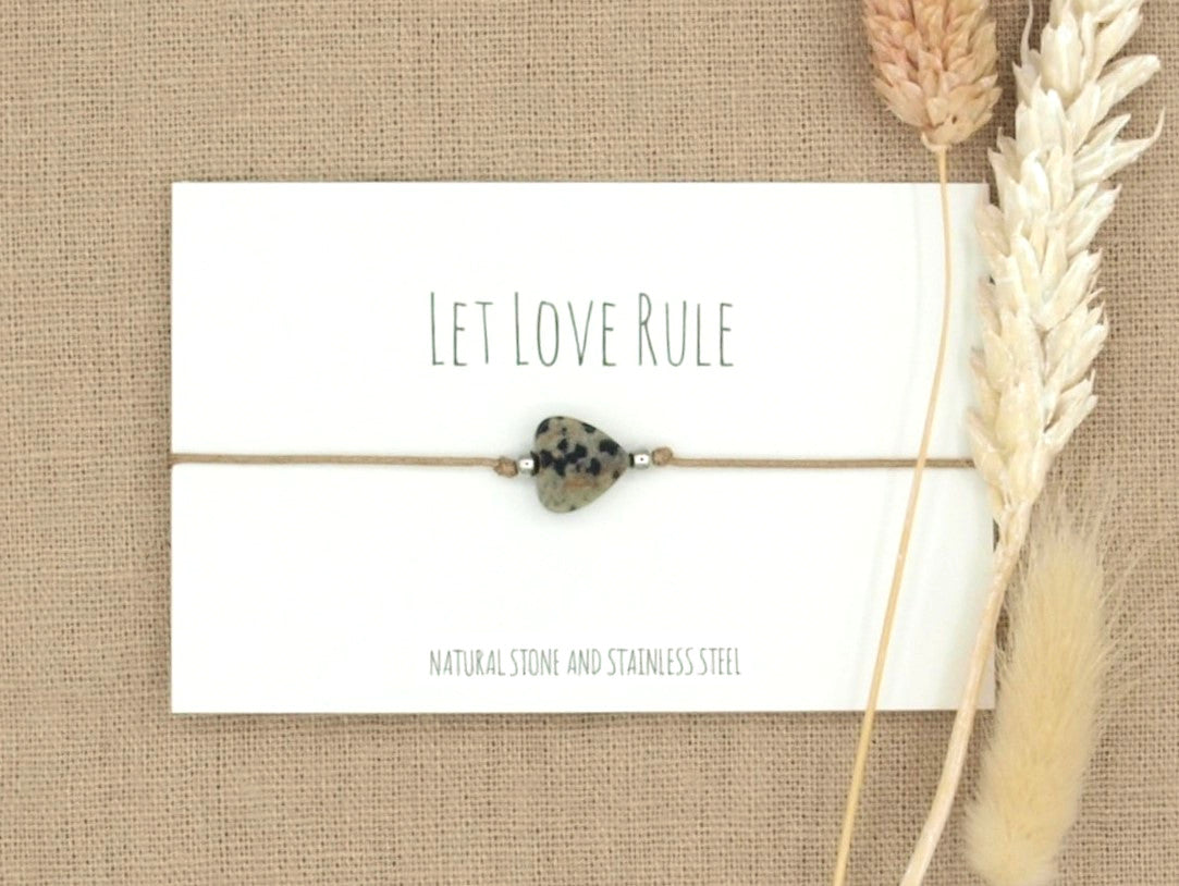 Love bracelet dalmatian jasper, silver or gold stainless steel