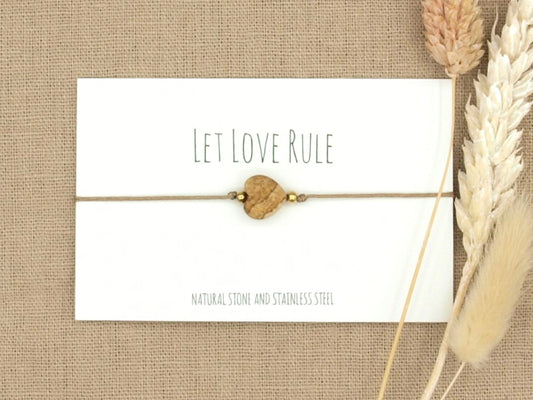 Love bracelet jasper, silver or gold stainless steel