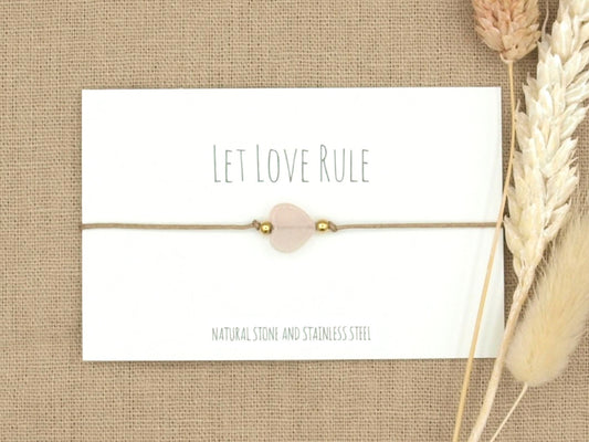 Love bracelet rose quartz, silver or gold stainless steel