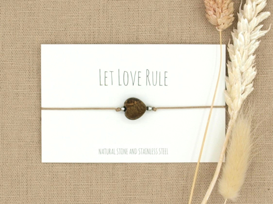 Lover armband tijgeroog, zilver of goud RVS