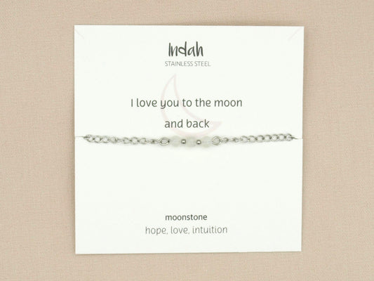 Bracelet rock chain,moonstone, silver and gold