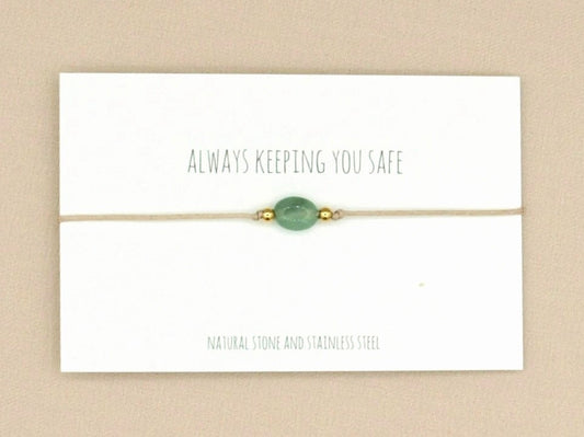 Bracelet oval aventurine, silver or gold stainless steel