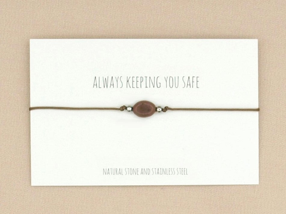 Necklace Lucy, aventurine red-brown, silver or gold stainless steel
