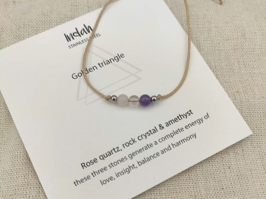 Bracelet rock, golden triangle, silver and gold