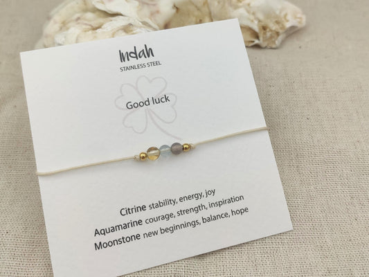 Bracelet rock, good luck, silver and gold
