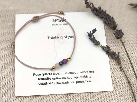 Bracelet rock, thinking of you, silver and gold