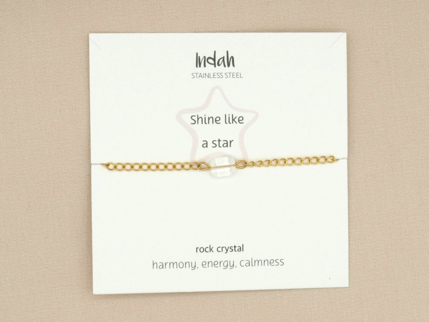 Armband rock, bergkristal, jasseron zilver en goud