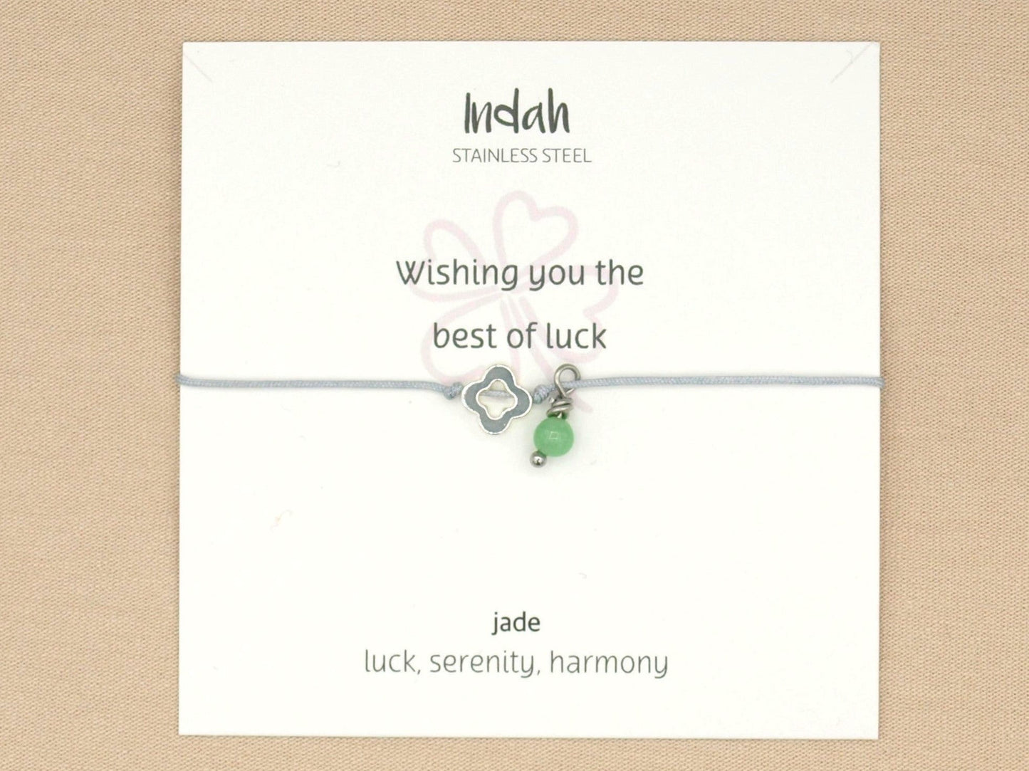 Necklace rock, clover-jade, silver and gold stainless steel
