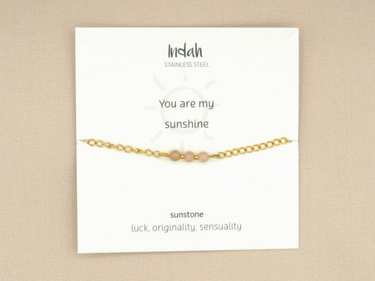 Bracelet rock chain, sun stone, silver and gold