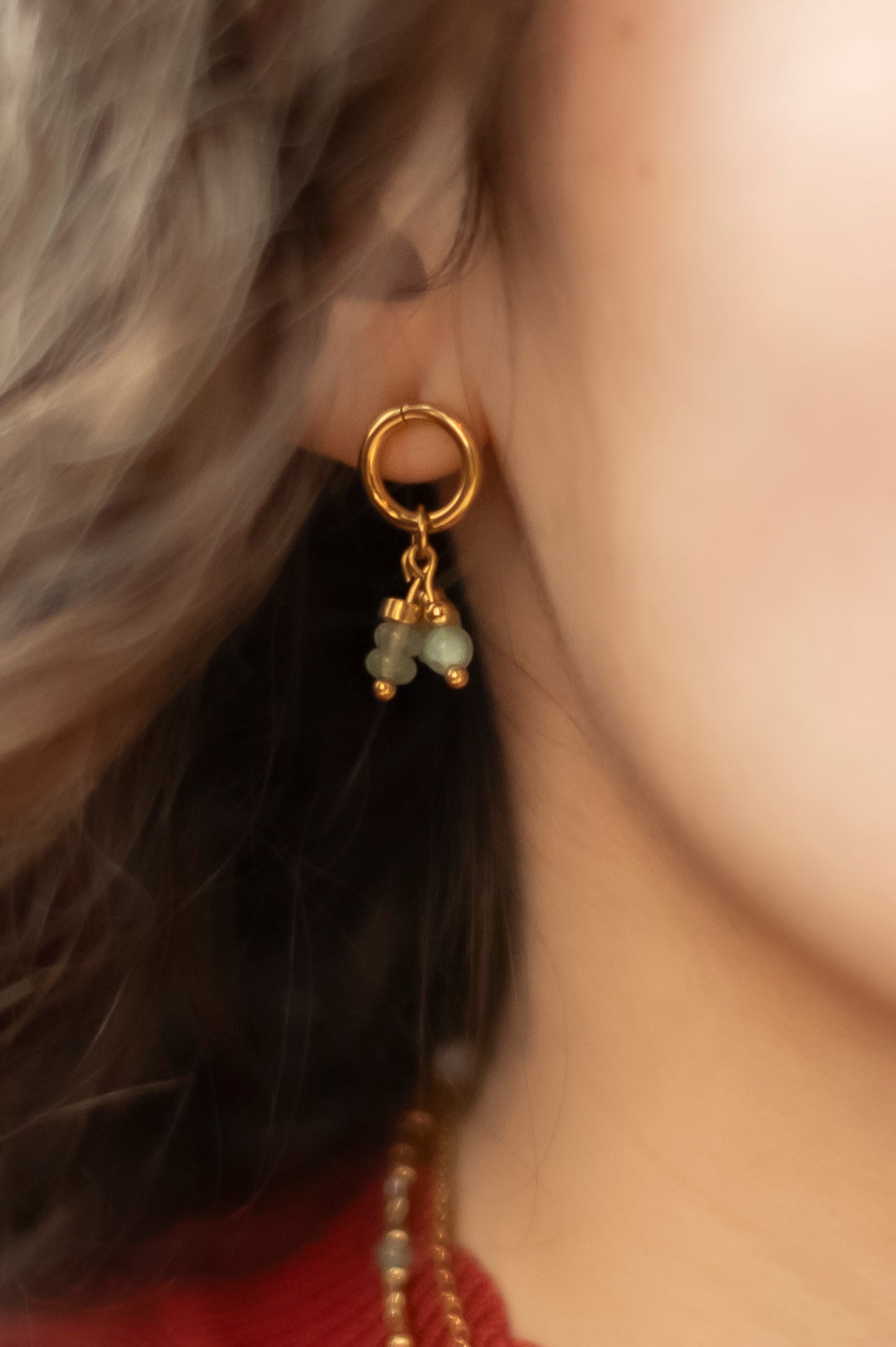 Earrings Nani aventurine, silver or gold stainless steel