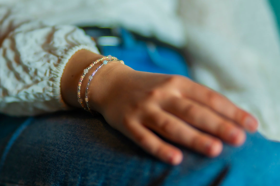 Ketting Fira morganiet en amethyst, zilver of goud roestvrijstaal