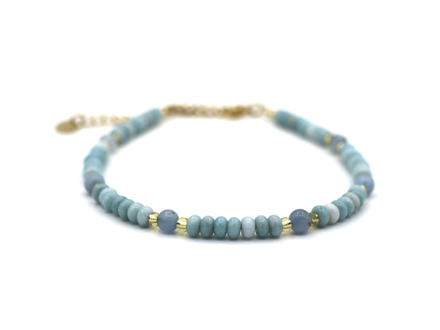 Anklet Talisa blue quartz, silver or gold stainless steel