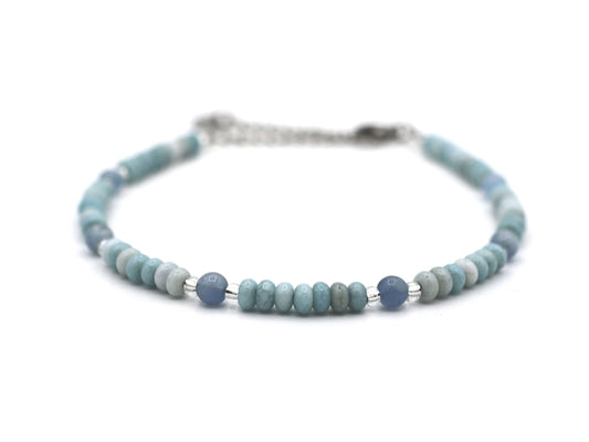 Anklet Talisa blue quartz, silver or gold stainless steel