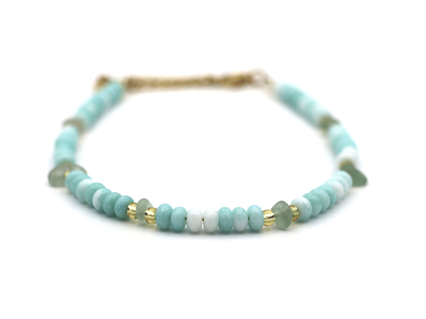 Anklet Talisa green aventurine, silver or gold stainless steel