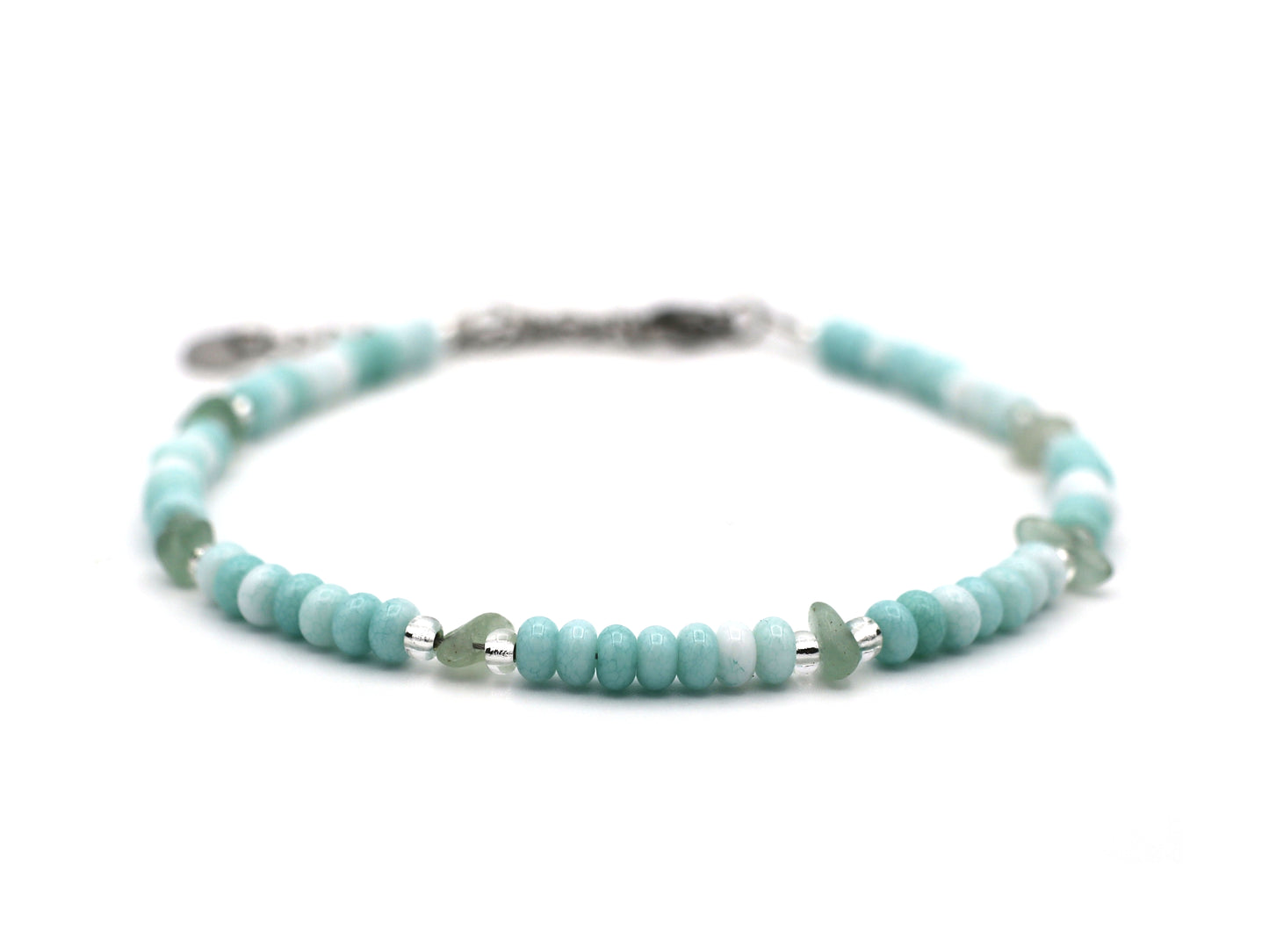 Anklet Talisa green aventurine, silver or gold stainless steel