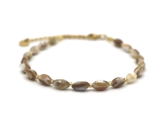 Anklet Batu mother of pearl , silver or gold stainless steel