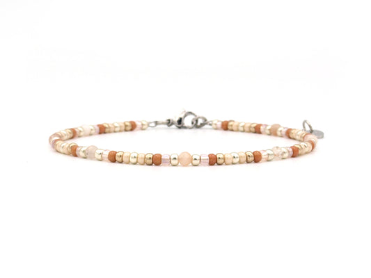 Anklet sun stone, silver or gold stainless steel