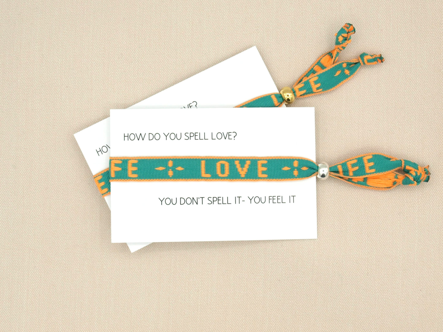 Love life, groen, oranje lint armband
