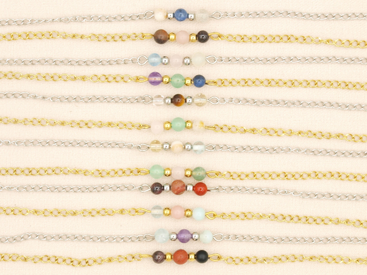 Bracelet rock chain, zodiac, silver and gold