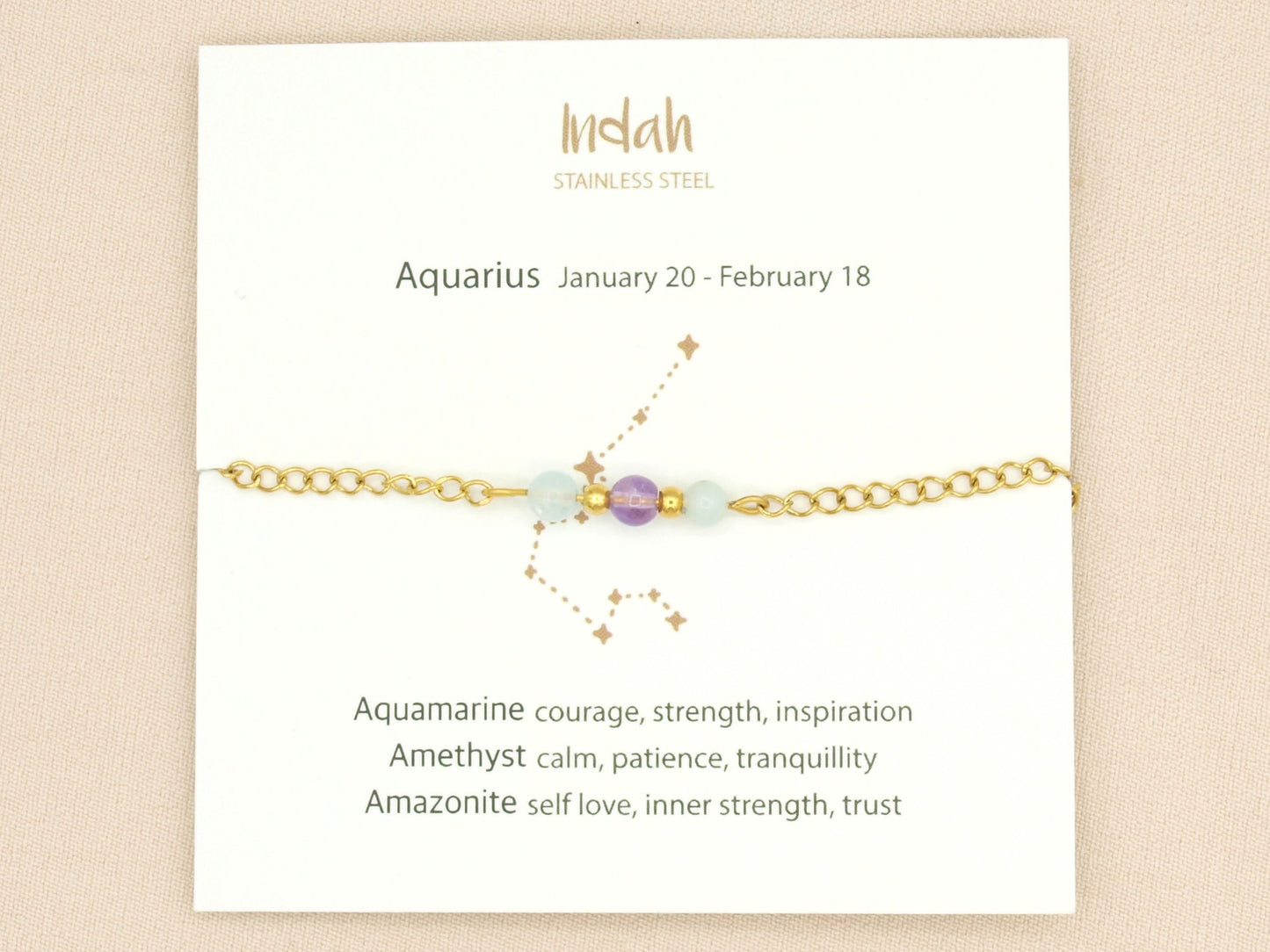 Bracelet rock chain, zodiac, silver and gold