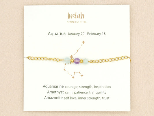 Bracelet rock chain, zodiac, silver and gold