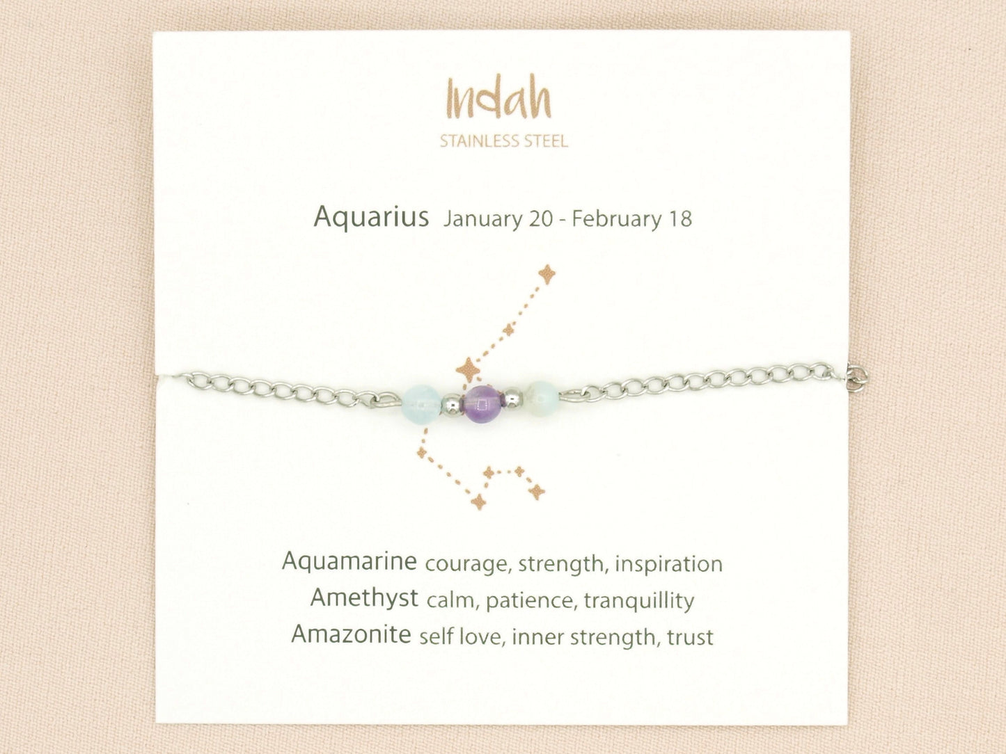Bracelet rock chain, zodiac, silver and gold