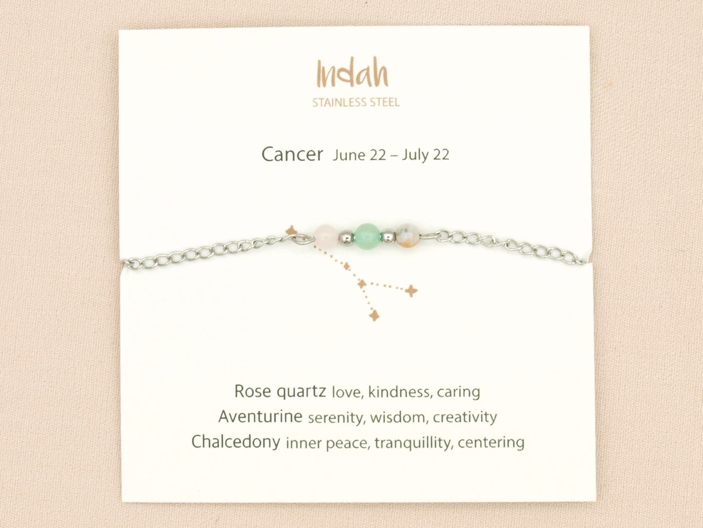 Bracelet rock chain, zodiac, silver and gold