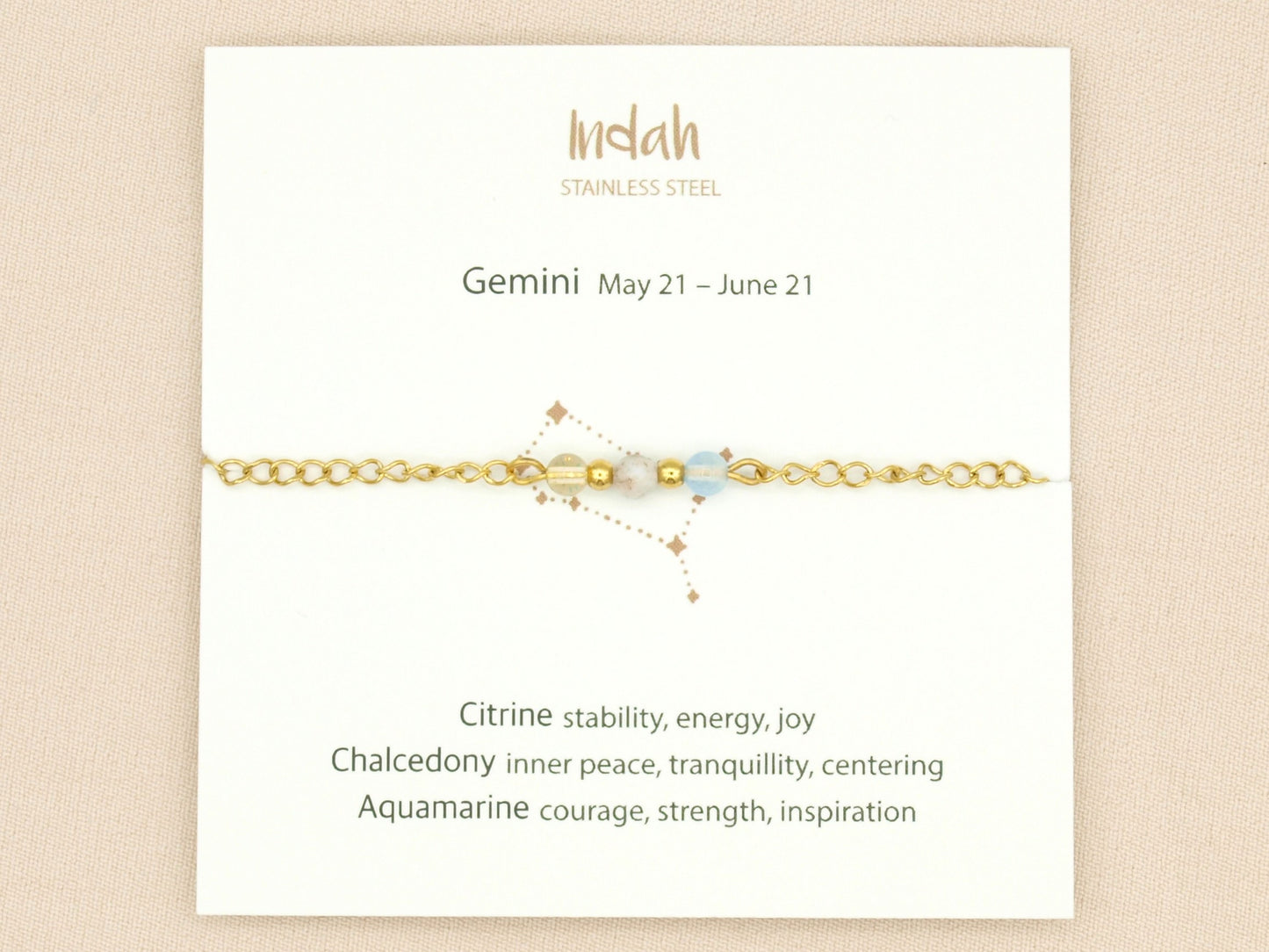 Bracelet rock chain, zodiac, silver and gold