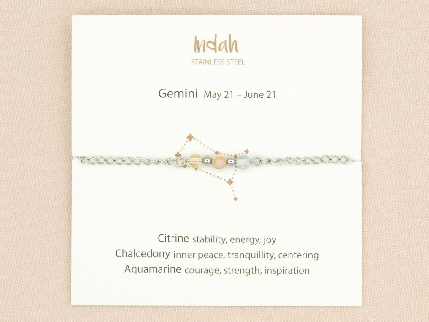 Bracelet rock chain, zodiac, silver and gold