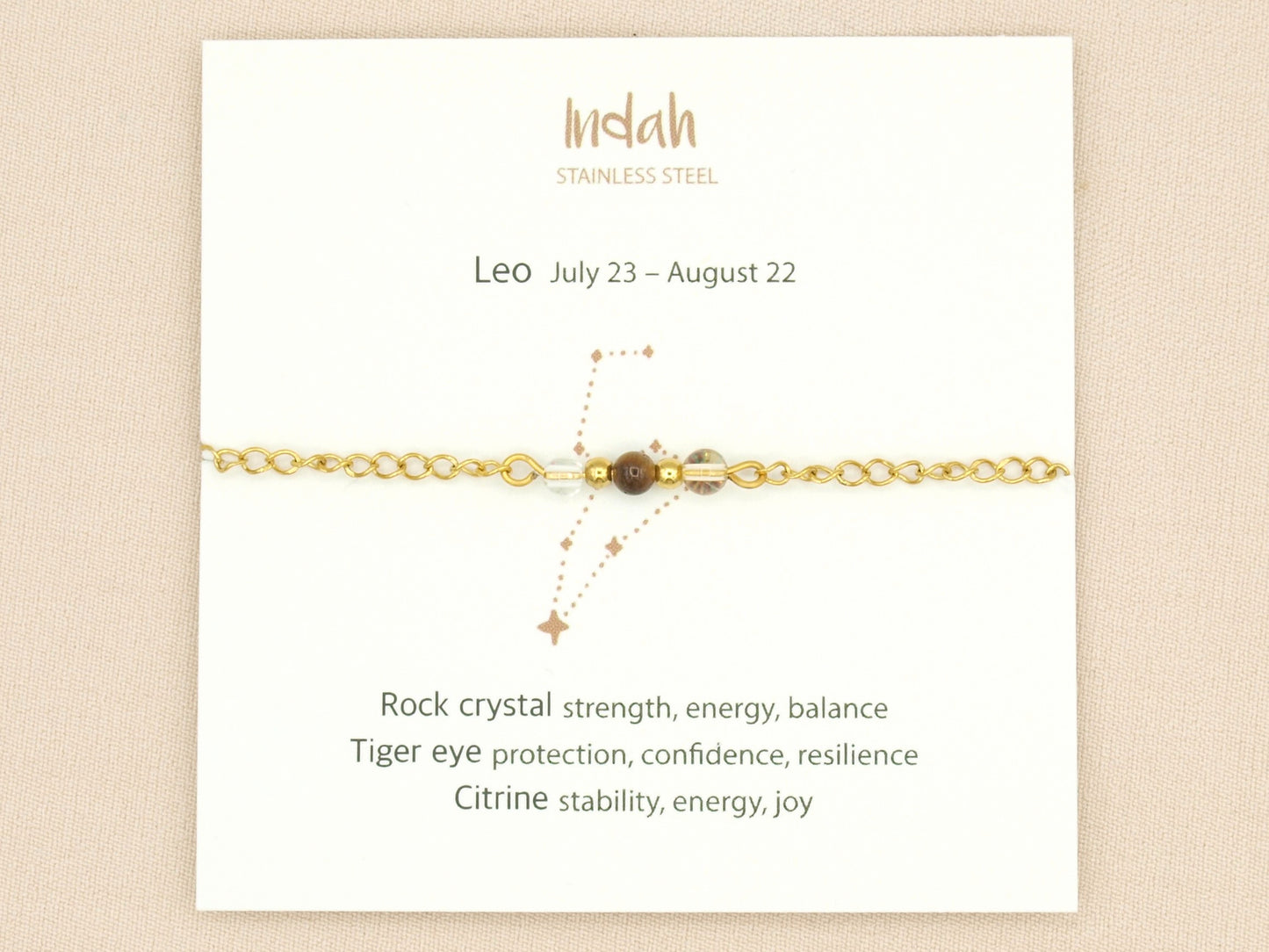 Bracelet rock chain, zodiac, silver and gold