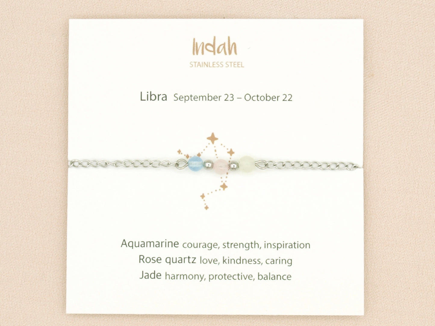 Bracelet rock chain, zodiac, silver and gold