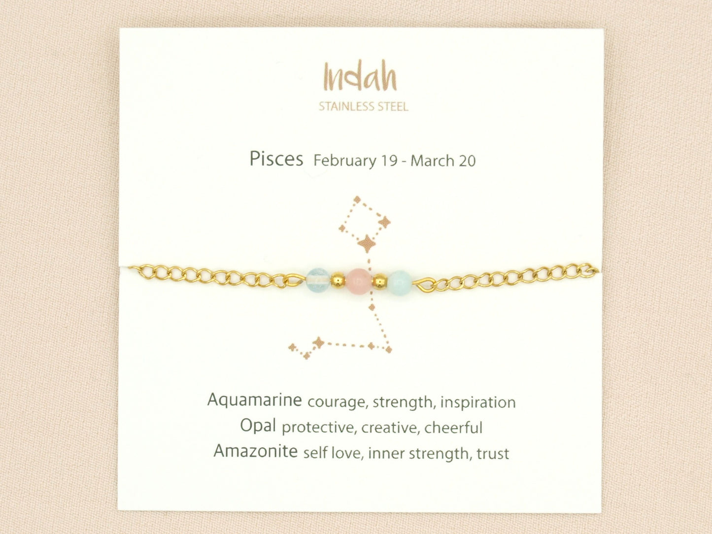 Bracelet rock chain, zodiac, silver and gold