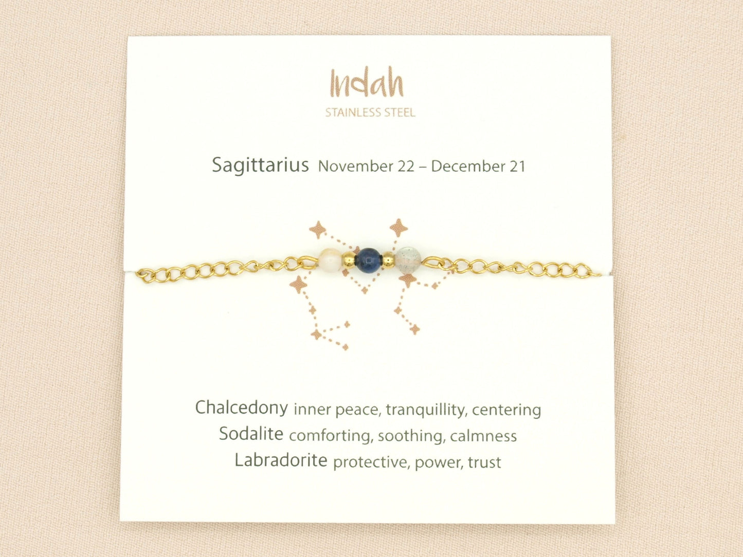 Bracelet rock chain, zodiac, silver and gold