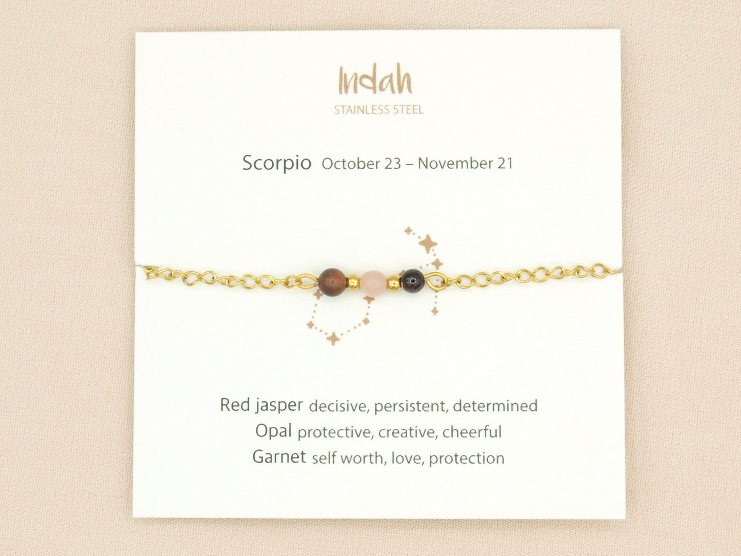 Bracelet rock chain, zodiac, silver and gold