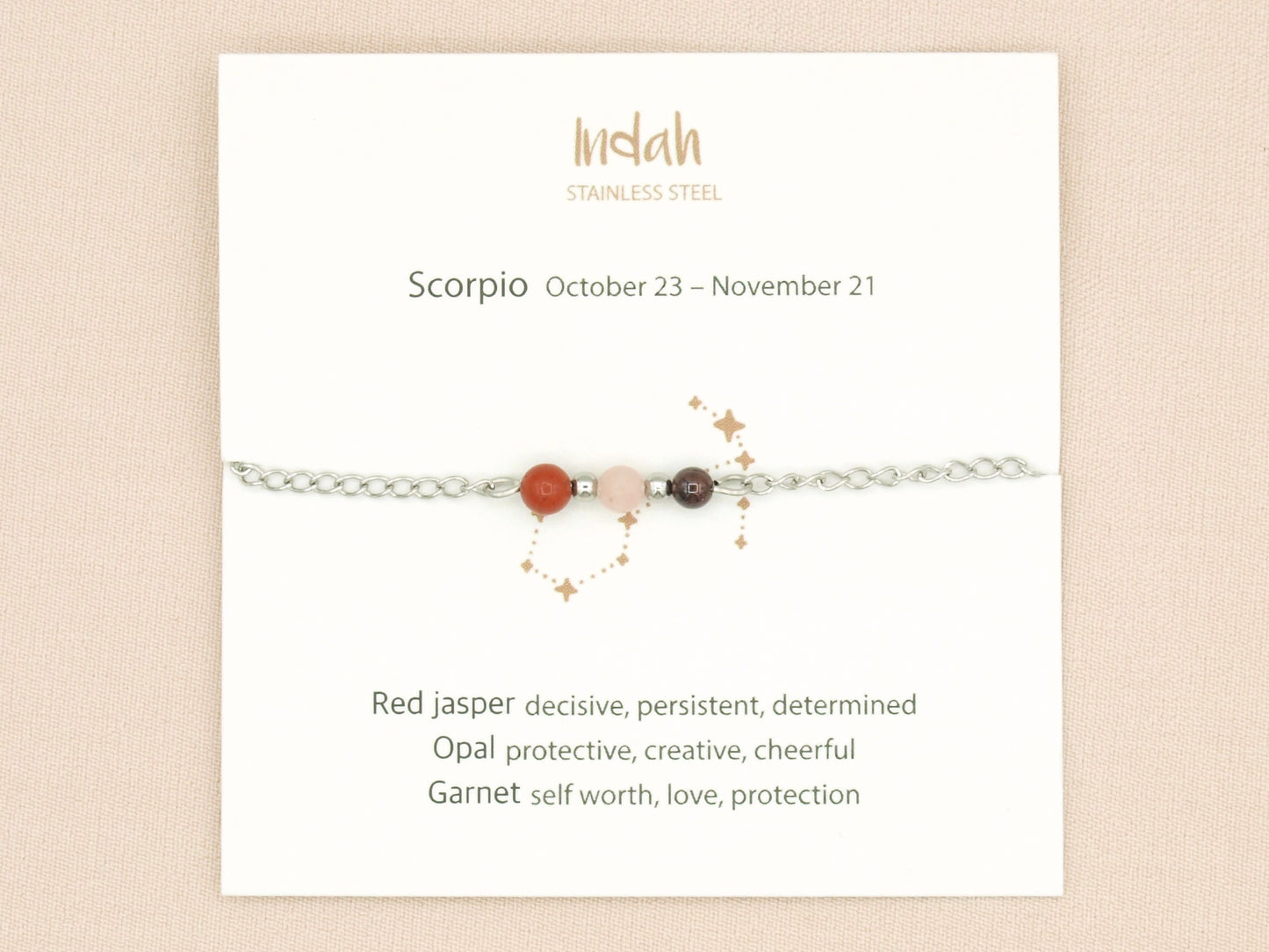 Bracelet rock chain, zodiac, silver and gold